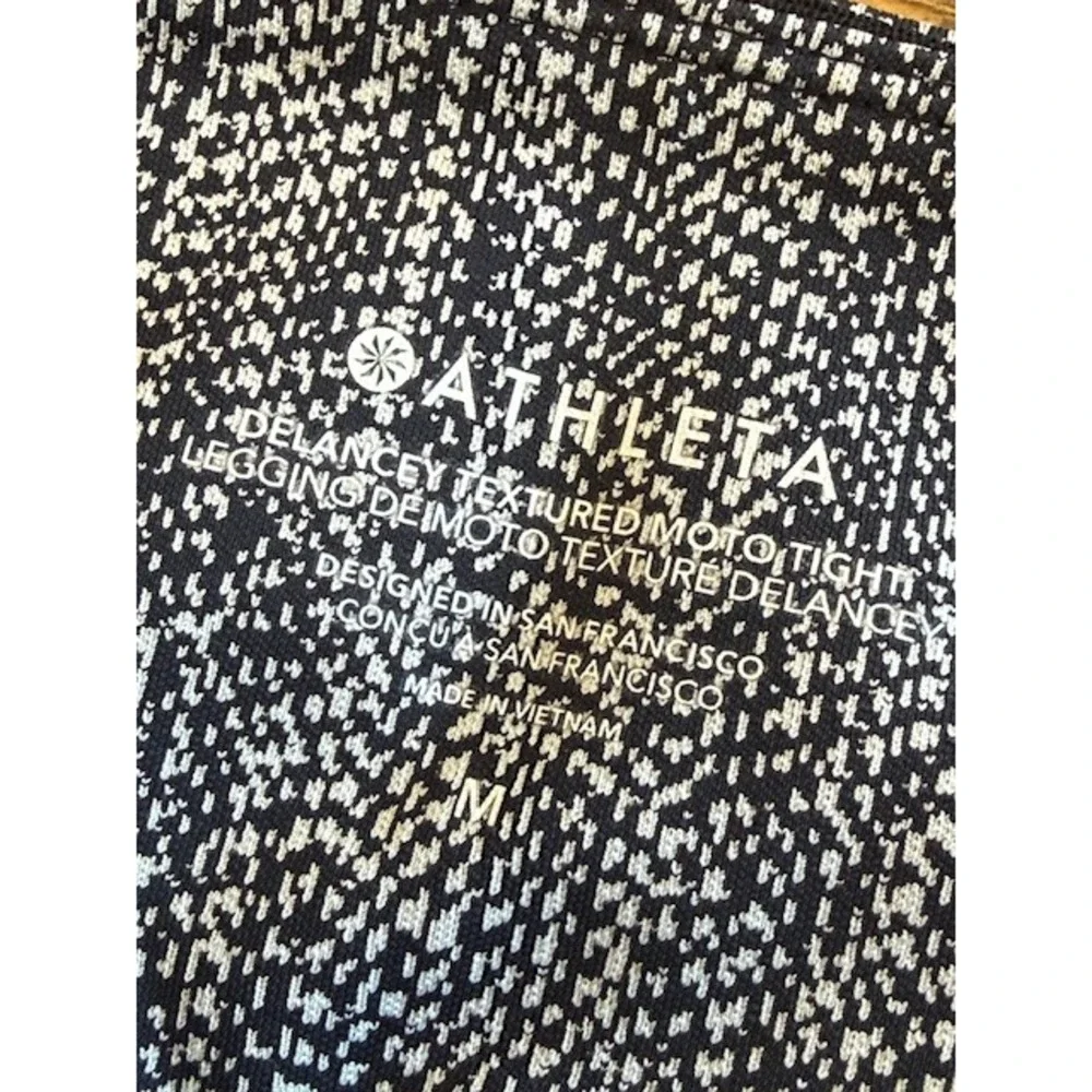 Athleta Delancey Textured Moto Sz M Black White Zip‎ Ankle Leggings - Picture 5 of 10